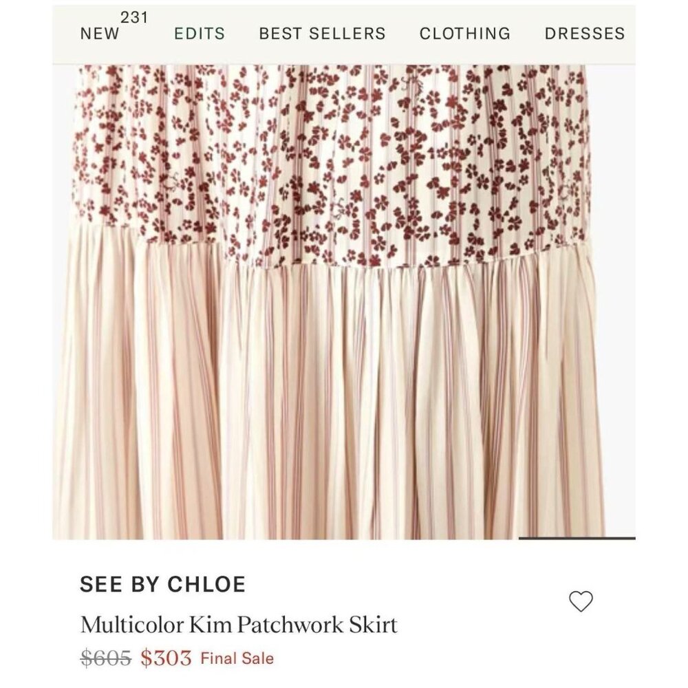 $605 NWOT SEE BY CHLOÉ Floral Stripe Maxi Skirt Size 38 Multicolor Elastic waist - Picture 2 of 12